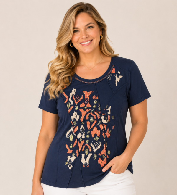image(264) bagoraz navy cotton printed top