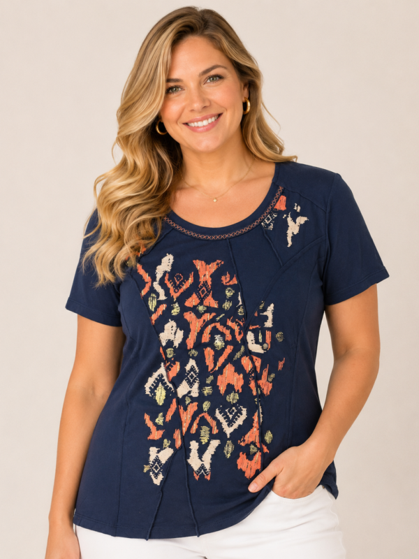 bagoraz navy cotton printed top