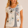 image(44) Kalisson patchwork print cotton viscose top