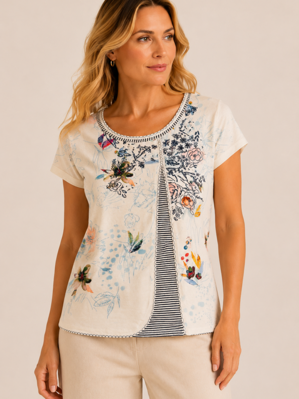 Kalisson patchwork print cotton viscose top