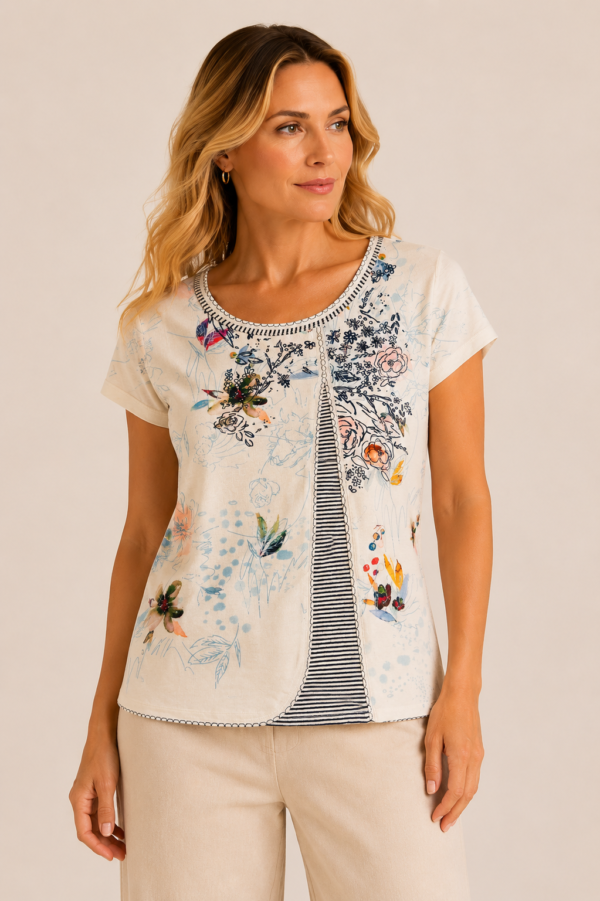 image(44) Kalisson patchwork print cotton viscose top