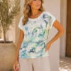 kav261082-front abstract print cotton top for women