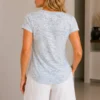 Women's butterfly print short sleeve top light blue