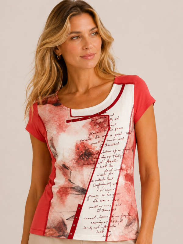 Kalisson coral floral cotton top