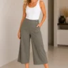kav26205-calcas-culotte-verde-caqui-frente-zzamora Women's khaki green culottes