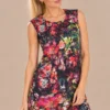 01kalisson-multicolour-floral-print-dress.webp Kalisson multicolour floral print sleeveless dress with round neckline