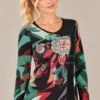01womens-floral-abstract-panel-top.webp Kalisson Women's multicolour floral abstract long-sleeve top with black asymmetric panel