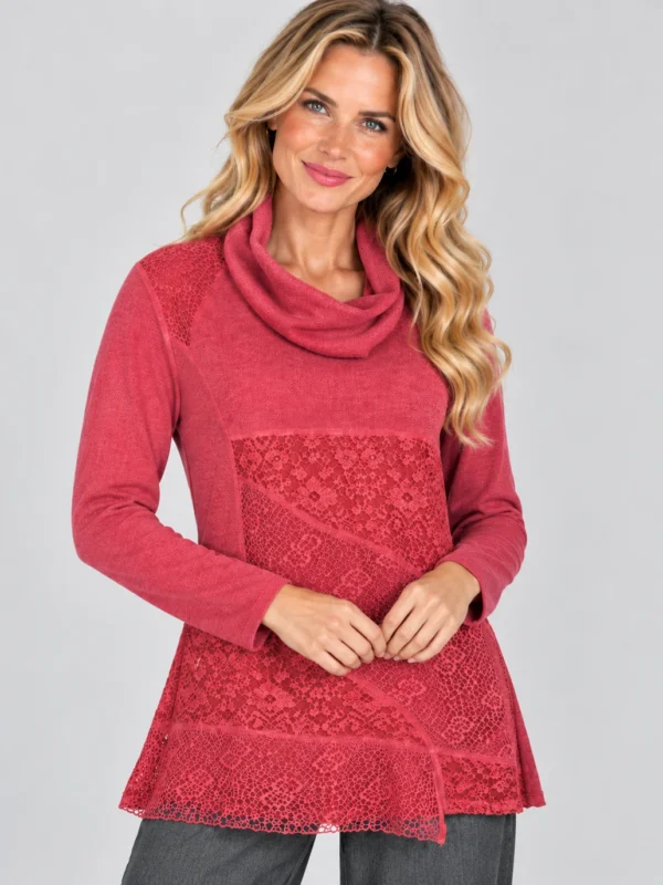 01-kalisson-ka-7899-pink-lace-tunic-upper-body Kalisson pink lace tunic front upper body view