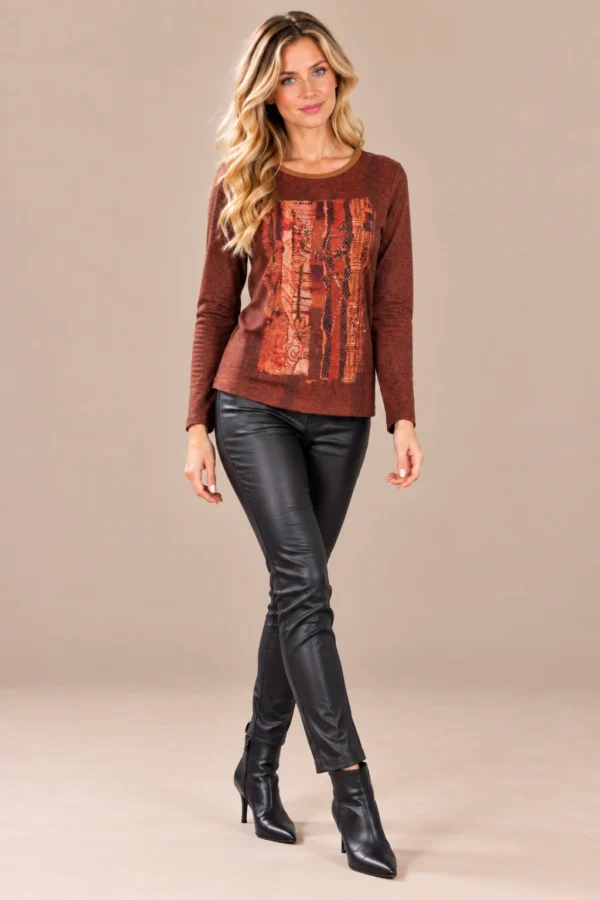02kalisson-rust-abstract-print-top.webp KALISSON rust abstract print long-sleeve top for women