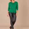02kalisson-emerald-green-button-front-cardigan.webp Kalisson emerald green button-front cardigan with round neckline and long sleeves