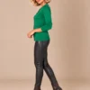 03kalisson-emerald-green-button-front-cardigan.webp Kalisson emerald green button-front cardigan with round neckline and long sleeves