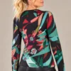 03womens-floral-abstract-panel-top.webp Kalisson Women's multicolour floral abstract long-sleeve top with black asymmetric panel