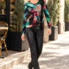 04womens-floral-abstract-panel-top.webp Kalisson Women's multicolour floral abstract long-sleeve top with black asymmetric panel