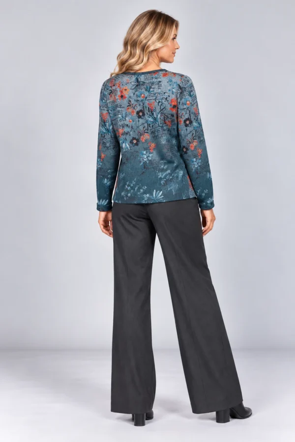 04-kalisson-camisola-estampada-azul-petroleo-back Kalisson petrol blue abstract print top front upper body view