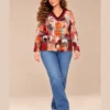 BAG_07123_bagoraz_abstract_print_vneck_top_02_front_full_body Bagoraz Abstract Print V-Neck Long Sleeve Top