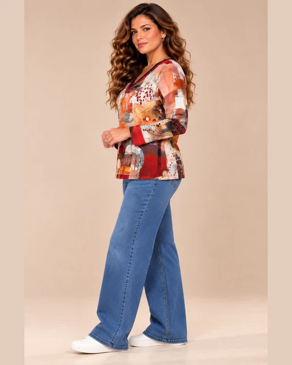BAG_07123_bagoraz_abstract_print_vneck_top_03_side Bagoraz Abstract Print V-Neck Long Sleeve Top