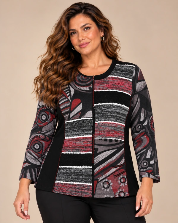 BAG_20I521_01_front_upper_body Bagoraz Abstract Print Long Sleeve Top