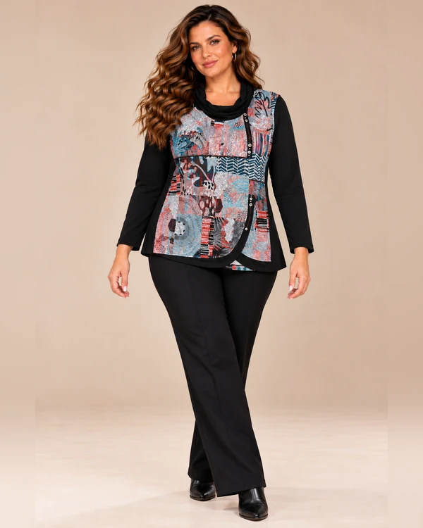 BAG_20I532_bagoraz_abstract_patchwork_tunic_02_front_full_body Bagoraz Abstract Patchwork Long Sleeve Tunic