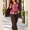 BAG_D200117_bagoraz_burgundy_abstract_print_top_05_lifestyle Bagoraz Burgundy Abstract Print Long Sleeve Top