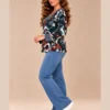 BAG_D20062_bagoraz_teal_floral_vneck_top_03_side Bagoraz Teal and Burgundy Floral Print V-Neck Top