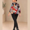 BAG_D20082_04_back Bagoraz Geometric Print Long Sleeve Top