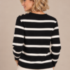DI_4120P_back_upper_body Kalisson black cream striped knit sweater front upper body view