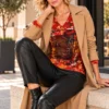ka-20i008-red-floral-v-neck-top-lifestyle KALISSON red floral V-neck top, lifestyle view