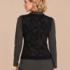 kalisson-black-layered-knit-top-back-upper-body Kalisson black layered knit top front upper body view