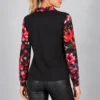 kalisson-black-red-floral-cotton-shirt-back Kalisson black red floral cotton shirt front upper body view