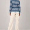 kalisson-blue-printed-knit-sweater-back-view Kalisson blue printed knit sweater front upper body view
