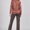 kalisson-rust-abstract-print-cowl-neck-top-back Kalisson Rust abstract print cowl neck long-sleeve top