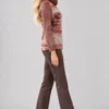 kalisson-rust-abstract-print-cowl-neck-top-side Kalisson Rust abstract print cowl neck long-sleeve top